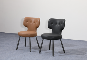 Silla Moderna de Salón en Cuero PU con Respaldo Acolchado y Patas Metálicas, Diseño de Mediados de Siglo, Muebles para el Hogar - Product Image 4