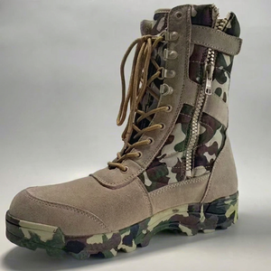 Bottes tactiques de combat camouflage TSB0205 pour hommes, en daim, avec fermeture éclair latérale, semelle camouflage, bottes durables pour l'entraînement sur le terrain - Product Image 1