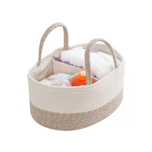 good price sustainable box foldable cloth storage basket Baby Diaper Caddy Organizer Large Cotton Rope Basket