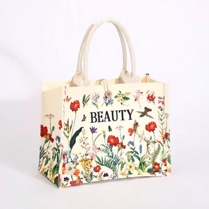 Bolsa de Maquillaje de Lona con Asa, Impermeable, Laminada y Encerada, para la Playa o Compras, con Estampado - Product Image 1