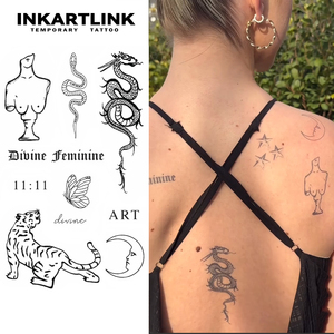 INKARTLINK - <span class=keywords><strong>Pegatinas</strong></span> de Tatuajes Temporales <span class=keywords><strong>para</strong></span> el Cuerpo, Diseño de Dragón Venus, Resistentes al Agua, Ecológicas, Duran 15 Días, Paquete al por Mayor - Product Image 1