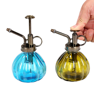 Arrosoir en verre rétro en forme de citrouille 360 ml, imprimé à l'écran, petit arrosoir de jardin multi-floraux, arrosoir de fleurs rétro coloré - Product Image 1