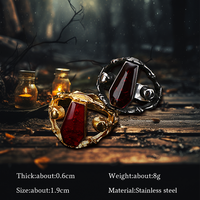 Rétro Goth 316L Acier Inoxydable Vampire Cercueil Anneau Punk Émail Style Hommes Bijoux En Gros pour Rock Parties