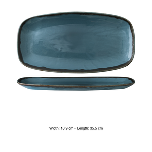 Plateau de service rectangulaire empilable Harvest Blue 35,5 × 18,9 cm Dudson - Product Image 3