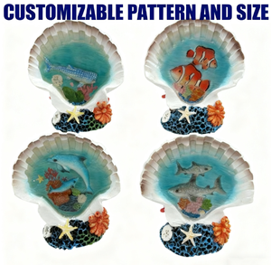 Sculpture personnalisée en résine polymère peinte à la main, pyramide, fée, coquillage, conque, poisson, corail, étoile de mer - Product Image 5