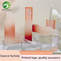 Nouveau design d'usine – Tubes de brillant à lèvres vides carrés dégradés orange de 5 ml avec bouchon à vis – Emballage cosmétique personnalisé