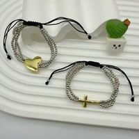 Bracelet en laiton plaqué or avec zircon et étoile brillante, fait main, avec pendentif cœur poli, cadeau tendance pour anniversaire ou occasion spéciale