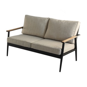 Banc de jardin en aluminium durable pour l'extérieur, élégant, noir, canapé à deux banquettes, banc en aluminium moderne pour le jardin - Product Image 4