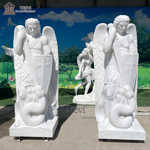 Estatua <span class=keywords><strong>de</strong></span> San Miguel Arcángel <span class=keywords><strong>de</strong></span> Mármol Blanco <span class=keywords><strong>de</strong></span> 1,8 m (6 pies) <span class=keywords><strong>de</strong></span> TREVI, Escultura Religiosa Católica para Protección del Hogar y Jardín - Product Image 6