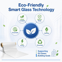 Película de Vidrio Inteligente PDLC Autoadhesiva, a Prueba de Explosiones, Decorativa, Transparente, Esmerilada, Conmutable, para Ventanas