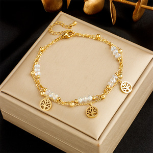 Wholesale Gold Plated Stainless Steel Butterfly Pearl Anklet Mother Pearl Inlay Waterproof Anti-fade Butterfly Anklet - Product Image 3