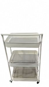 Modern Stainless Steel Foldable Cart With 3 Tiers and Wheels for Kitchen Gadgets - Product Image 3