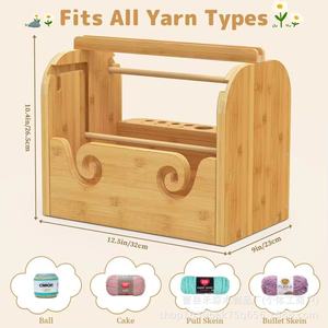 Wooden Yarn Rack Solid Wood Knitting Spool Holder With Phone Stand Craft Storage Organizer For <b>Crochet</b> <b>Hooks</b> And Yarn - Product Image 4