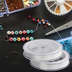 سوار من الخرز الكريستالي المرن لصنع الحلي المطلية بطلاء أبيض شفاف 60 متر - Product Image 5