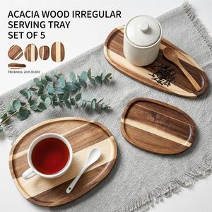 <span class=keywords><strong>Plateau</strong></span> de service unique en bois, léger, ovale irrégulier, en bois d'acacia, pour charcuterie, décoration intérieure, nourriture, café, apéritifs - Product Image 6