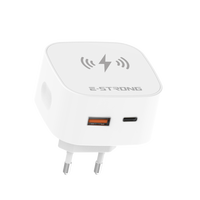Cargador Rápido de Pared con Doble Puerto A+C de 35W, Carga Inalámbrica Integrada de 15W, Enchufe Europeo, para Múltiples Dispositivos