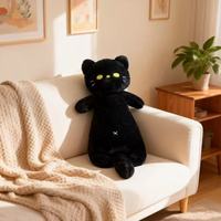 Peluche géante chat noir et blanc, coussin en polyester, cadeau doux et moelleux, jouet super doux en peluche avec rembourrage en coton PP