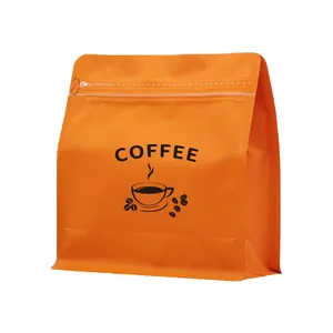 Matte orange 16 oz coffee bag aluminum foil 500g coffee packaging pouches with valve
