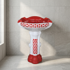 Modern Square Designer Floor Standing Washroom Ceramic Pedestal Hand Wash Basin with Pedestal for Mall & Basement Use - Product Image 1