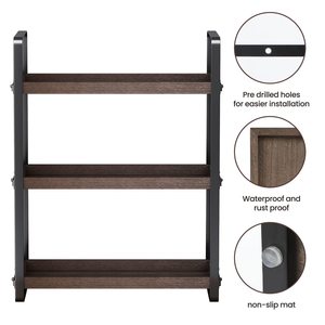 Estante de almacenamiento para baño de 3 niveles, de madera y metal, independiente, para artículos de aseo y productos para el cuidado de la piel. - Product Image 2