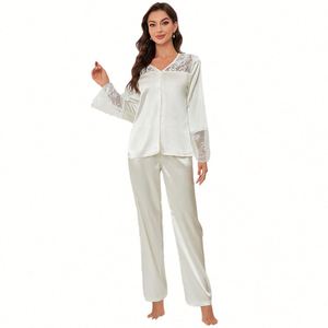 Nouvelle Robe de Chambre Longue en Dentelle à Manches Longues, Peignoir de Mariée, Vêtements de Nuit pour Femme, Ensembles de Pyjamas en Soie - Product Image 1