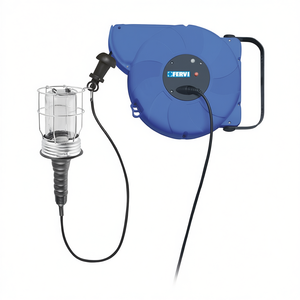 Fervi Self Retracting Cable Reel With Lamp Holder 230V 16A 15M Cord For <b>Workshop</b> <b>Lighting</b> - Product Image 2