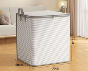 Bolsa de Almacenamiento Plegable de Gran Capacidad, de Tela No Tejida, con Rayas Grises, para Ropa, Pantalones y Edredones - Product Image 5