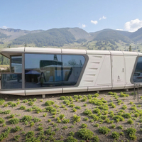 Hôtels-capsules préfabriqués haut de gamme et technologiques, pods spatiaux durables pour le glamping, à louer avec un élégant matériau en acier conteneurisé