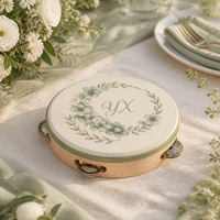Tambourin musical miniature en bouleau de haute qualité, personnalisé avec logo, 4 et 10 pouces, pour mariage, vente en gros