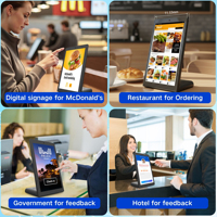 Tablette PC de commande pour restaurant 10,1 pouces, NFC en option, tablettes de table en forme de L, menu Android 11-13, 2+16 Go, 250 nits, kiosque d'intérieur