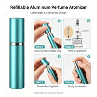 Atomiseur de voyage portable en aluminium aéronautique anti-fuite pour cosmétiques, huiles essentielles et parfums – Flacon rechargeable avec pompe pulvérisatrice personnalisable