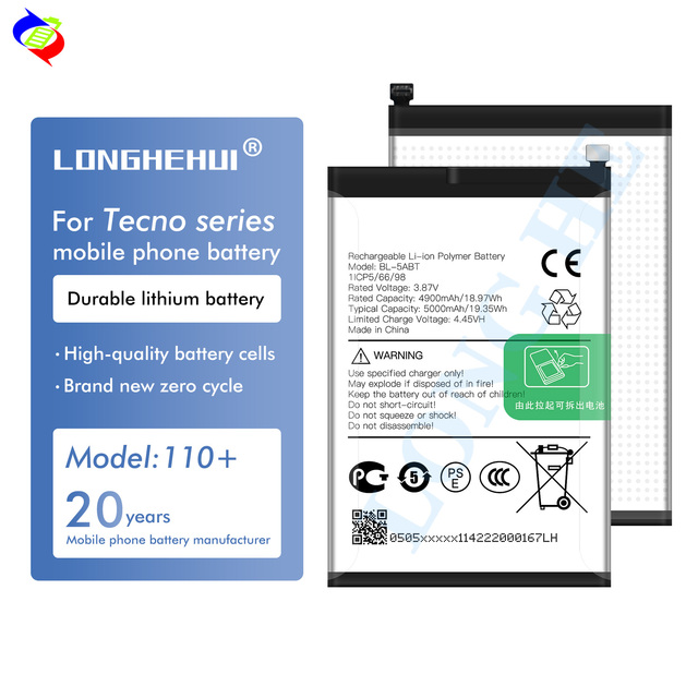 High Capacity Replacement Battery for Tecno, Suitable for Tecno Y2 3 4 6 Camon C9 C8 16 15 17 18 19 30 Mobile Phones