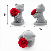 Rose éternelle en stock avec ours en peluche – Cadeau romantique pour la Saint-Valentin, Qixi, anniversaire, demande en mariage