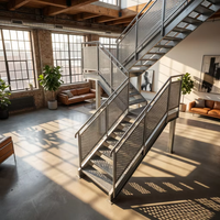 Marches d'escalier modernes en acier inoxydable pour usage extérieur, résistantes aux intempéries et à la corrosion, pour cours d'usine