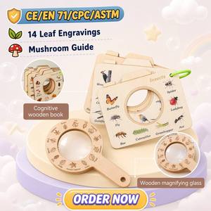 Kit d'exploration <span class=keywords><strong>de</strong></span> la nature en bois Loupe Gravures Caméra Flipbook <span class=keywords><strong>Guide</strong></span> <span class=keywords><strong>de</strong></span> <span class=keywords><strong>terrain</strong></span> STEM Jouets Montessori d'extérieur pour enfants - Product Image 1