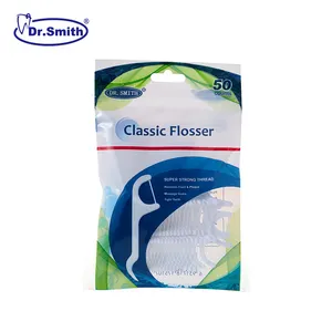 Bags of 50 polymer dental floss sticks mint flavor cleaning interdental manufacturers wholesale