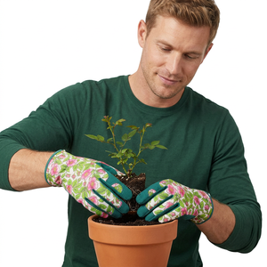 Guantes de Jardinería JNA GROUP con Diseño Floral, PU, Verde, Muñequera Elástica, Puntas de los Dedos Texturizadas Antideslizantes, Guantes de Seguridad de 4 Milésimas de Grosor - Product Image 5