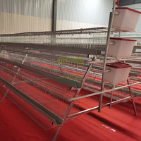 Cage à poules de type A à 3 niveaux et 4 portes, double face, avec cadre en fil d'acier galvanisé, plateau de collecte des œufs et bac complet