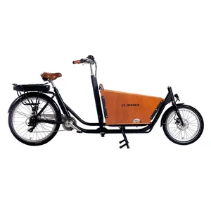 Bici elettrica cargo 2 ruote box anteriore bicicletta con 2 seggiolini per bambini per la consegna <span class=keywords><strong>bakfiets</strong></span> EU market - Product Image 4