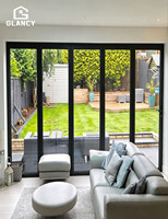 Porte pliante en aluminium certifiée CE, résistante au vent et à l'eau, double vitrage, pour villa, jardin, extérieur, porte accordéon