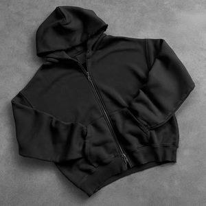 Fabricant de sweats à capuche zippés surdimensionnés pour hommes, en coton épais 100 %, couleur unie, pour l'hiver, style décontracté - Product Image 2