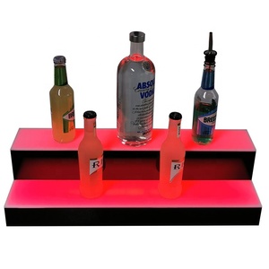 24\" Home Bar LED-Lighted 2-Tier Illuminated ACRYL Display Shelf 2-Step <strong>Drinks</strong> Lighting <strong>Shelves</strong> for Liquor Bottle Display-Stand - Product Image 3