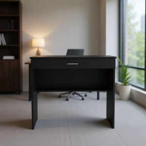 Office <b>Black</b> <b>Desk</b> Rectangular <b>Wood</b> Minimalist Modern Freestanding 1 Drawer Commercial Furniture - Product Image 2