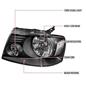 Auto faro para Ford 04-08 F150 <span class=keywords><strong>Lincoln</strong></span> 06-08 Mark LT Euro lente claro luces lámparas negro - Product Image 2