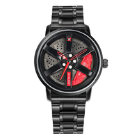 Montre à quartz pour homme NS Never Stop N929, nouvelle montre tendance avec cadran rotatif en forme de roue de voiture, bracelet en acier inoxydable, livrée avec boîte.