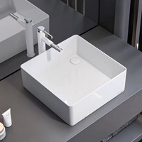 Vasque en céramique blanche à poser sur comptoir 3133 380x380mm, lavabo pour salle de bain d'hôtel, projet de décoration