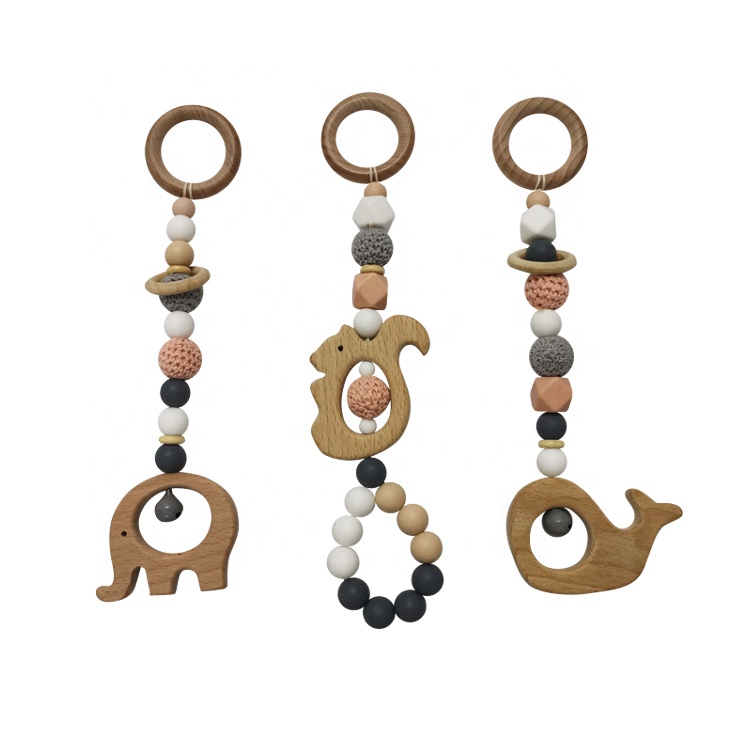 Heybabee деревянная игровая рама для спортзала, детские силиконовые бусины для прорезывания зубов, деревянные бусины для прорезывания зубов, кольца для прорезывания зубов, детские игрушки