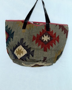 Bolso Tote de Gran Capacidad, Ligero, Hecho a Mano en India, de Alta Calidad, para Mujer, con Correa de Cuero y Yute, Estilo Vintage, Cierre Abierto - Product Image 2