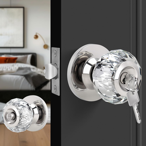 Blue Polished Crystal Durable Anti-Theft Anti-Rust High-grade Brass Cylinder <strong>Door</strong> <strong>Knob</strong> with Lock and 3 Brass Keys for Iron <strong>Doors</strong> - Product Image 2