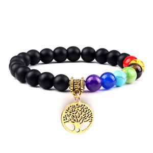 Vente chaude <span class=keywords><strong>pierre</strong></span> <span class=keywords><strong>volcanique</strong></span> perlée Bracelet oeil de tigre <span class=keywords><strong>pierre</strong></span> agate <span class=keywords><strong>noire</strong></span> main chaîne Stretch Yoga arbre de vie pendentif Bracelet cadeau - Product Image 3
